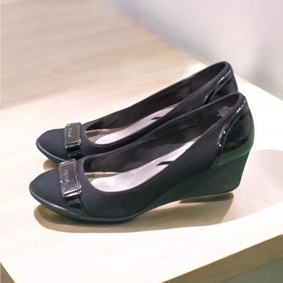 Anne Klein Sport Taelyn Black Mid Wedge Slip On Shoes Size 9. - Picture 2 of 7